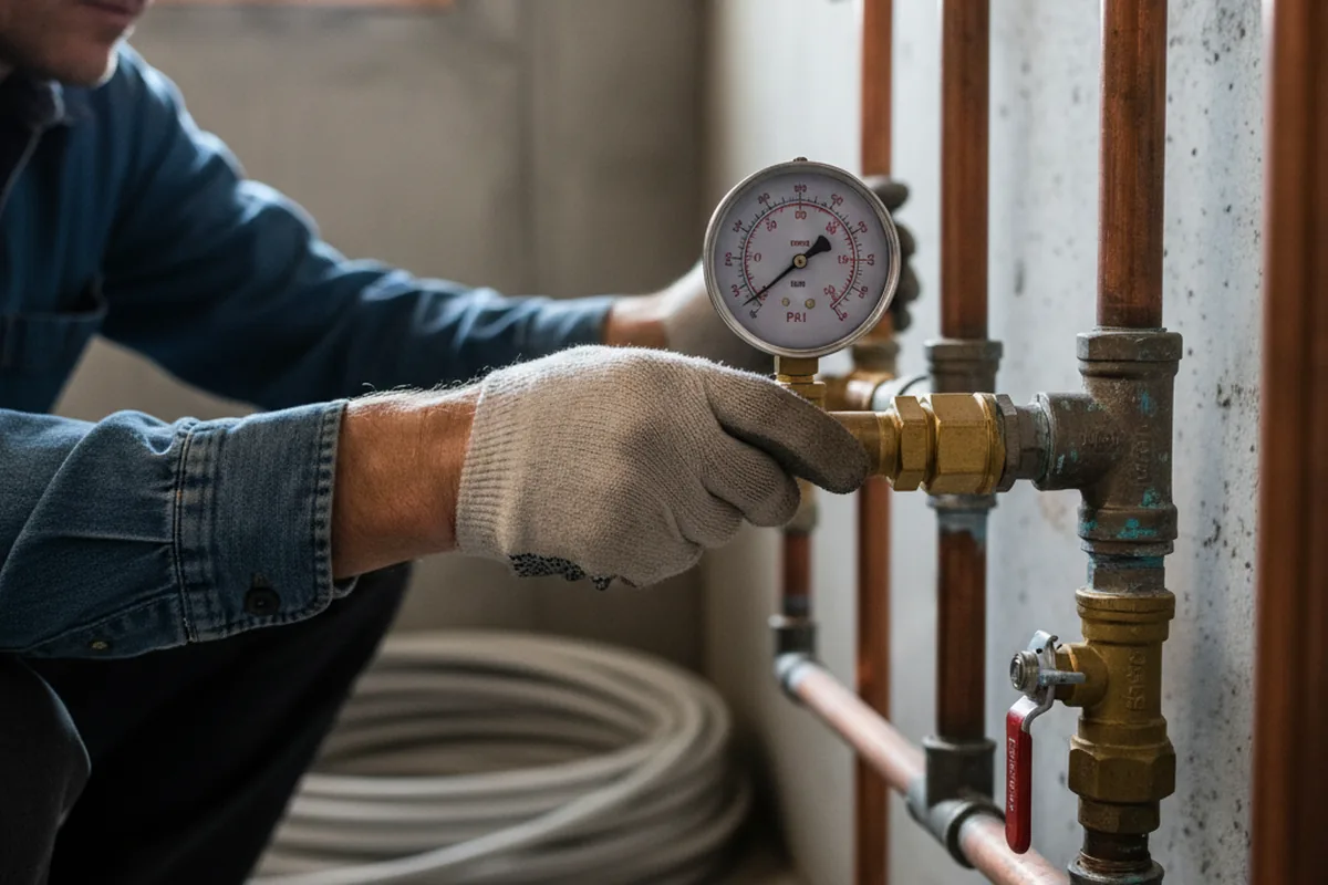 Pressure testing a repaired line during Water Line Repair in Sheppton